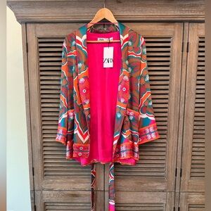Zara Vibrant Pink and Orange Kimono